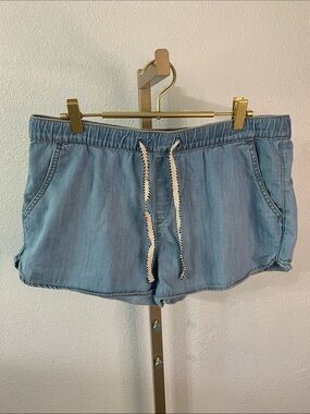 Roxy Light Blue High-Waist Drawstring Shorts- Large